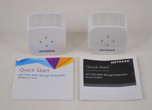 Lot of 2 Netgear EX2800 & EX3100 WiFi Range Extender AC750 w/ Manuals TESTED - 第 1/8 張圖片