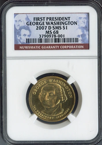 2007-D George Washington Dollar NGC MS68 SMS - 1st US. President
