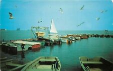 Boats Dock Michigan Algonac Harbour Club Water Tower Marina Postcard MI