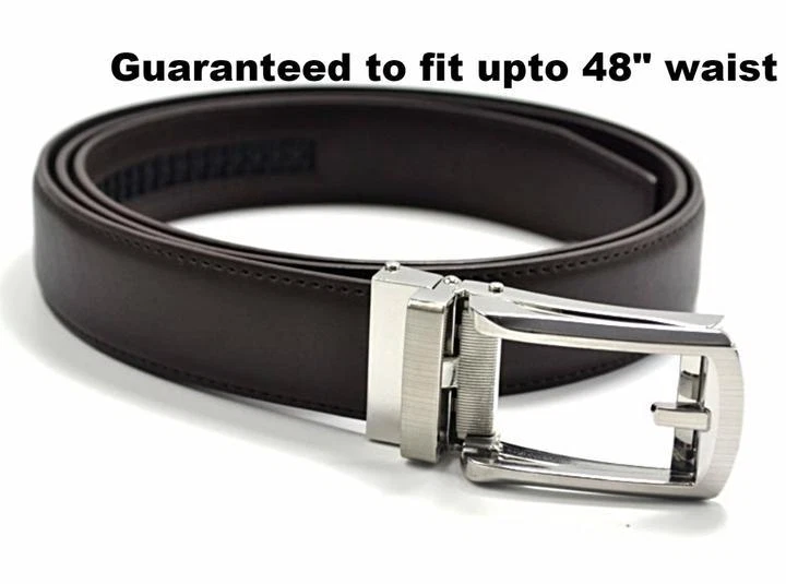 Unisex Ratchet Leather Sliding Micro Adjustable Buckle Click Belt fits up to 48" - Image 4 of 4