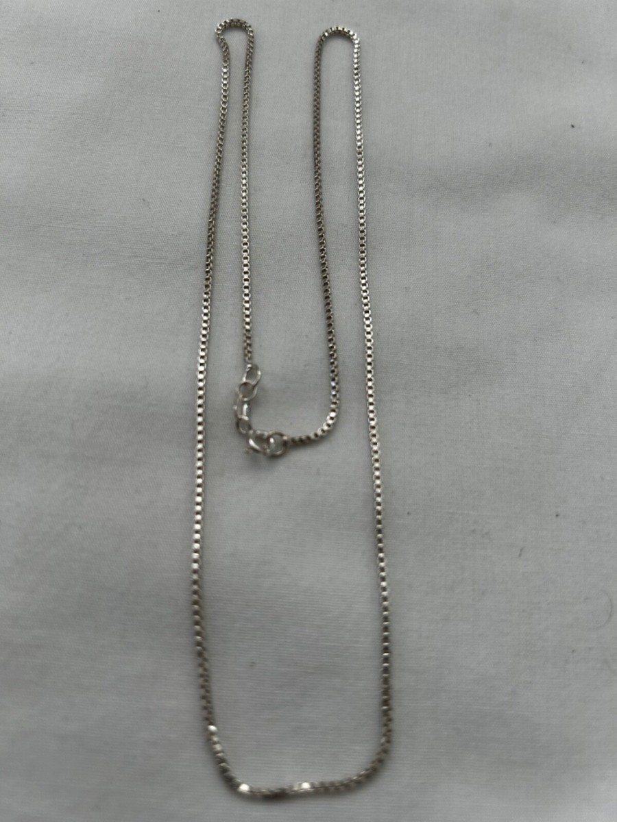 925 Sterling Silver BOX Simple Chain Necklace 21