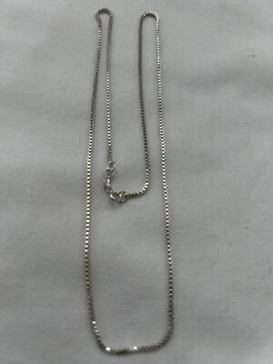 925 Sterling Silver BOX Simple Chain Necklace 21