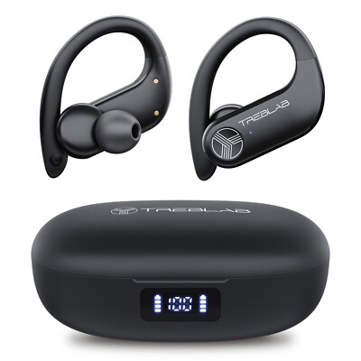 Treblab X3 Pro-W - Waterproof Wireless Earbuds w/ Earhooks - up to 145H Playtime