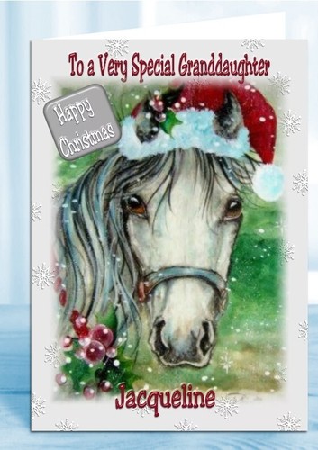 Personalisierte Weihnachtskarte Pferd Tochter Enkelin Schwester Nichte Mama Freundin - Bild 1 von 3