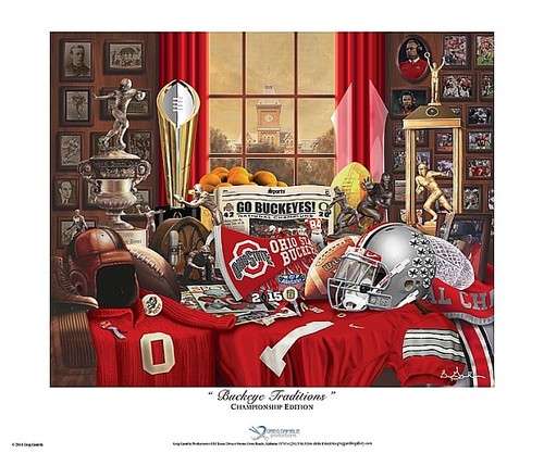 OHIO STATE BUCKEYE TRADICIONES EDICIÓN CAMPEONATO JUEGO MINI IMPRESIÓN - Imagen 1 de 1