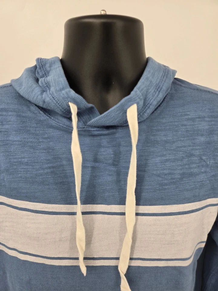 Faherty Hoodie Shirt Large Blue Pullover Drawstring Organic Casual Cotton Men - Image 3 of 4