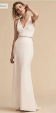 Plus size NWT BHLDN Anthropologie Jones v-neck crepe wedding dress white size 3x