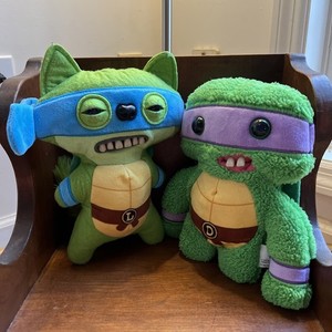 Two Fuggler Teenage Mutant Ninja Turtles Donatello & Leonardo Plushies