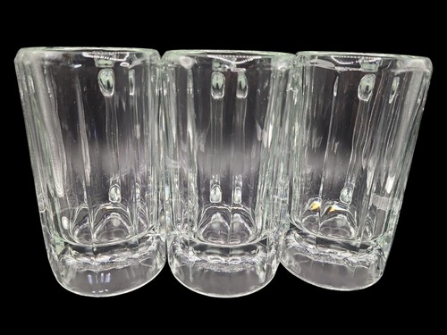 3 Vintage Libbey 6-Panel Beer Stein Mugs Heavy Clear Glass 12 oz - Picture 7 of 8