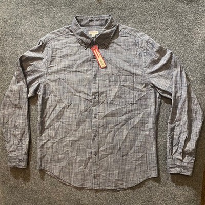 MERONA  シャツ Merona Target Shirt Mens L Blue Chambray Long Sleeve Button Down