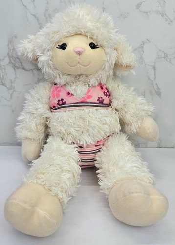 Build a Bear Vanilla Swirl Lamb Sheep Stuffed Plush 3 Pcs Bathing Suit