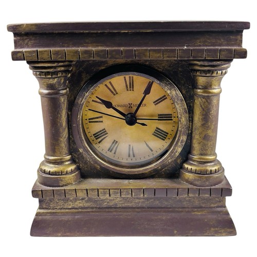 Reloj de mesa Howard Miller número romano modelo 645-539 columnas 5,5 pulgadas de alto bn