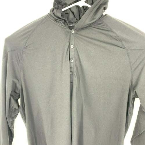 Pullover con Capucha QOR XXL 1/4 Botón Negro Poliéster Spandex Hecho en EE. UU. - Imagen 2 de 12