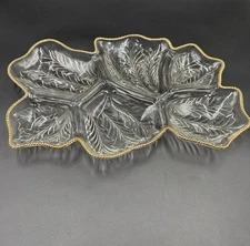 Jeanette crystal divided dish gold trim