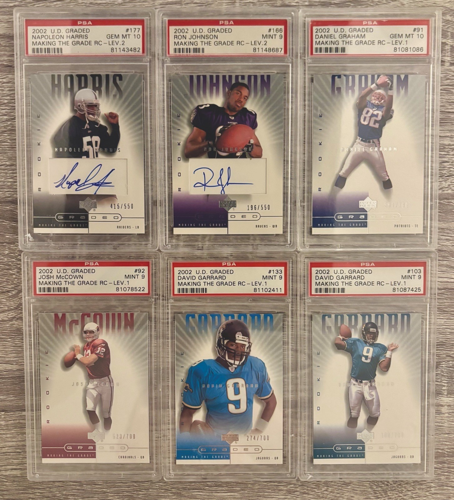 2002 UD Graded RC Lot – 6 PSA Cards – PSA 10/9 – 2 Auto RCs /550