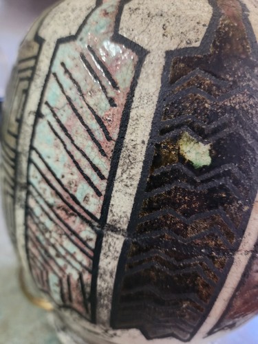 Art Pottery Lamp Italian Bitossi Mid Century Style Petroglyph Signed Dated - Picture 12 of 24