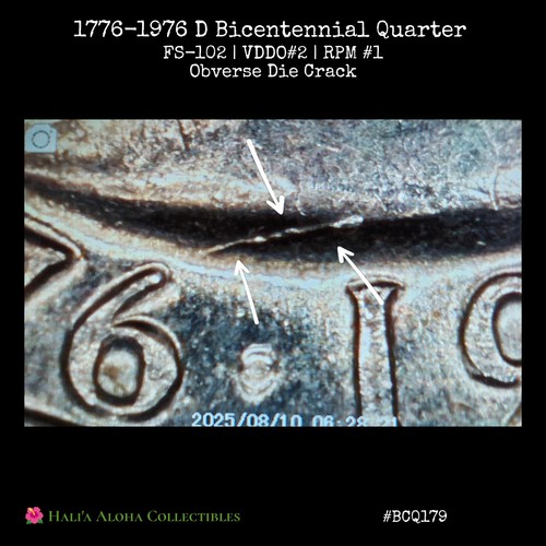 1776-1976 D U.S. Bicentennial Quarter FS-102 / VDDO #2 | RPM #1 Variety Errors - Picture 2 of 10