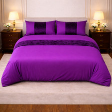 Crushed Velvet Panel Duvet Cover with Pillowcase Bedding Set UK Seller Fast Ship