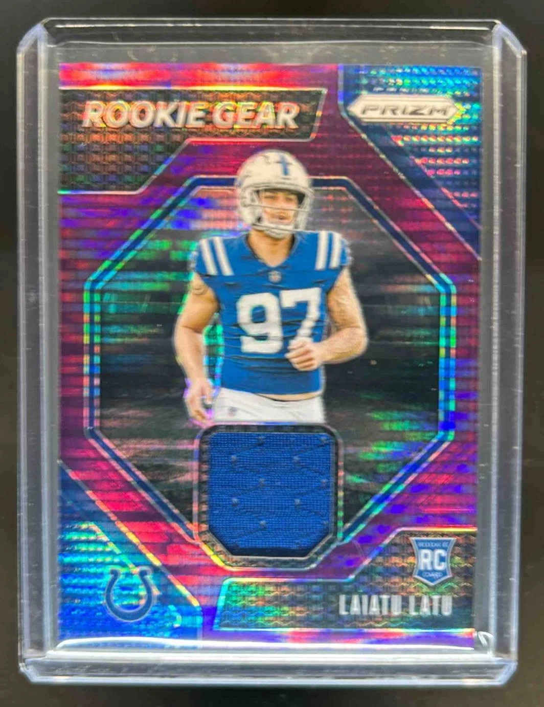 2024 Panini Prizm Laiatu Latu Rookie Gear RC Jersey Purple Pulsar #RG-LLU Colts