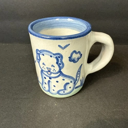 M.A. Hadley Pottery Hand Painted Folk Art Country DOG MUG Signed