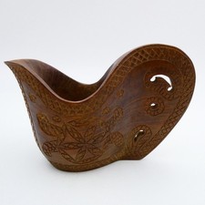 Yugoslavian Wedding Shepherd Cup Hand Carved Wood Traditional Vintage Folk Art