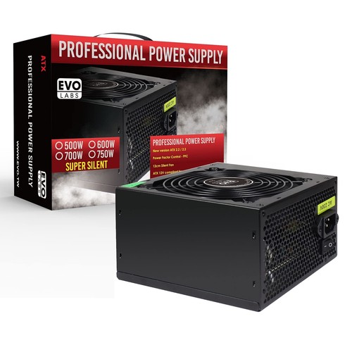 Evo Labs Silent 12cm ATX Power Supply PSU Red 600W - 第 1/5 張圖片