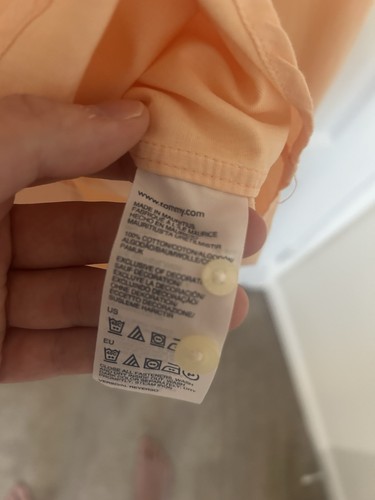 Tommy Hilfiger Shirt S Graduate End on End Peach Button Up Long Sleeve - Picture 12 of 13