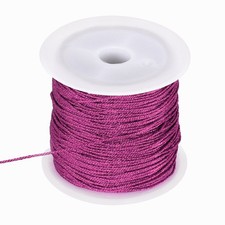 1 Roll 0.8mm Metallic Cords Thread, Rose Red, 27.34Yards