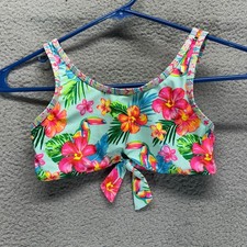 Wonder Nation Multicolor Girls M Hawaiian Floral Beach Coastal Bikini Swim Top