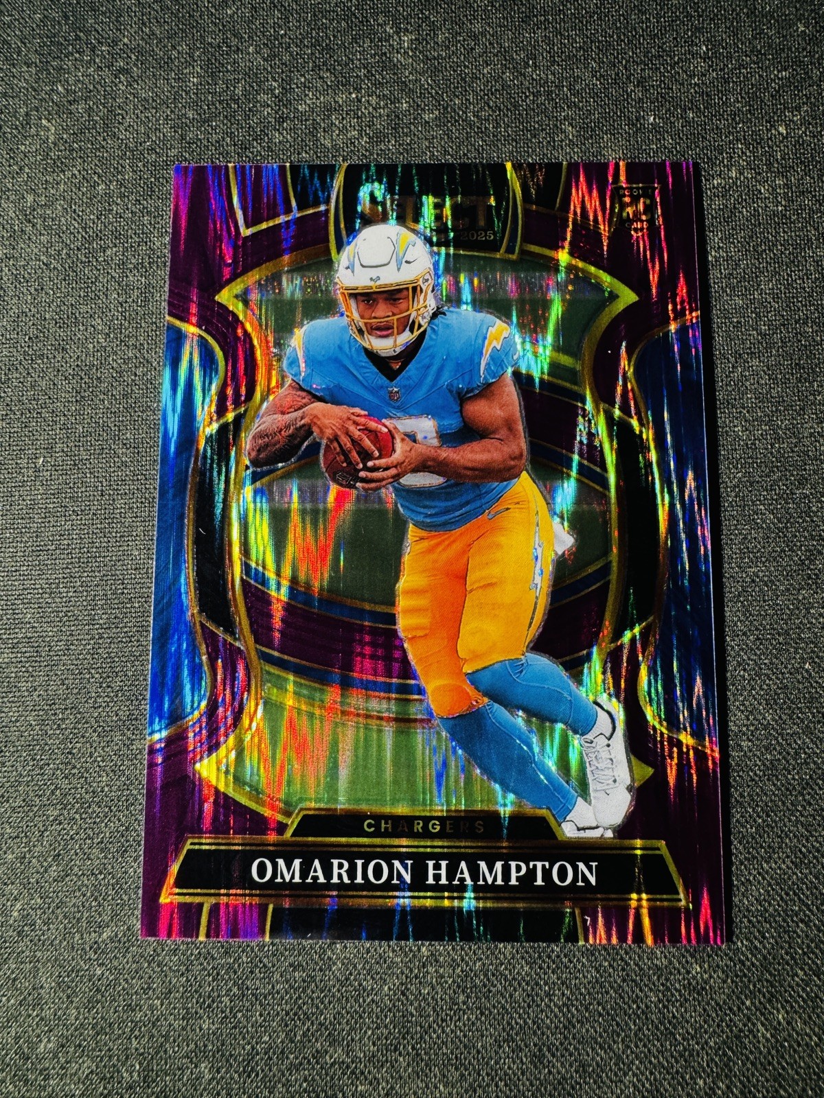 2025 Panini Select - Concourse Omarion Hampton #2 Purple Shock Prizm /699 (RC)