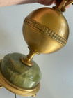 SUPERB RARE ANTIQUE 24" ELECTRIC TABLE LAMP Green Marble & Brass EXCELLENT — photo 6
