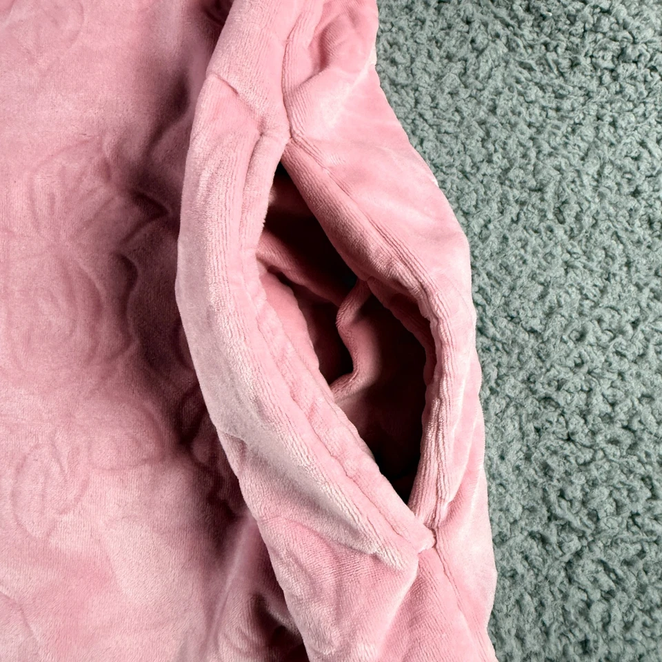 Adonna 睡衣粉色女式 M 玫瑰纹理毛绒柔软拉链睡衣 — 第 2/4 张图片