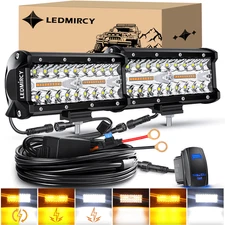 7Inch White Yellow LED Work Light For Jeep Wrangler Ford F150 Pickup Truck SUV