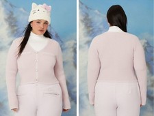 Sanrio HeLLO KiTTY x FoReVeR 21 Pink Y2K Rhinestone Sweater Knit Cardigan 2X NEW