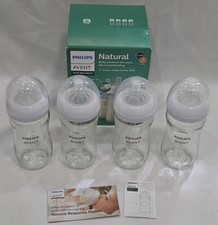 Philips Avent Glass Baby Bottles, Natural Response Nipples 8 Fl Oz 4 Bottles 1m 