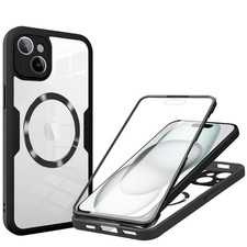 Clear TPU Mag Safe Case with Screen Protector Cover For iPhone 16 15 14 13 12 11
