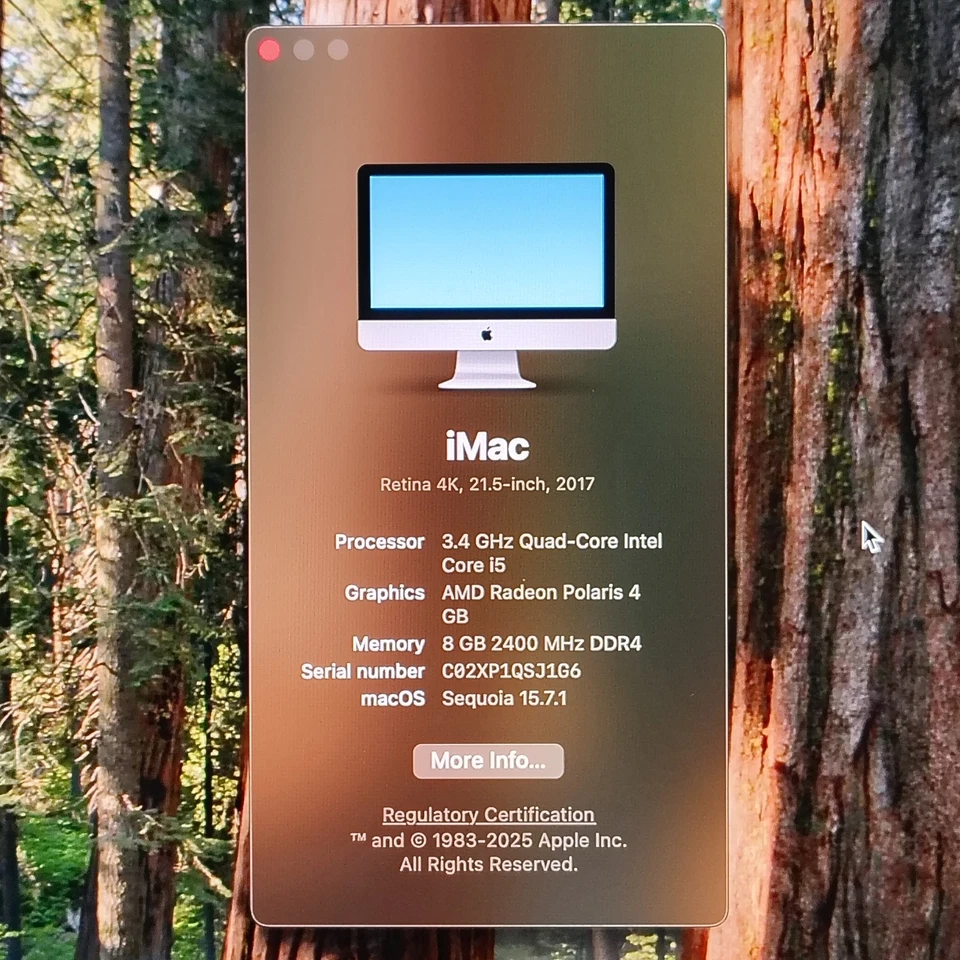 Apple iMac 21.5" 4K Retina 1TB Intel i5 macOS Sequoia Radeon Pro 560 GPU 8GB RAM - Image 4 of 4