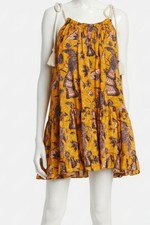 Ulla Johnson Women orange Trula Paisley Cotton Blend Swim Cover-Up Dress Size L