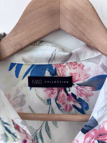 Marks & Spencer Women's Beautiful Cream Flower Print Long Sleeve Shirt Size 12 - Picture 5 of 5