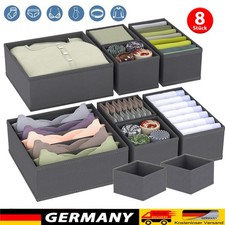 8er Aufbewahrungsbox Kleiderschrank Schubladen Organizer Trennfächer Set Grau DE