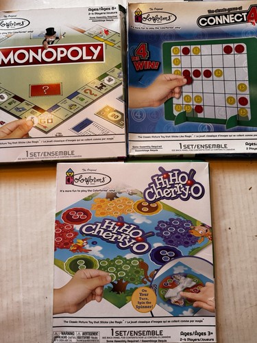 Colorforms Set 3 Travel Miniature Game Connect 4 HiHo Cherry-O Monopoly - Picture 3 of 6