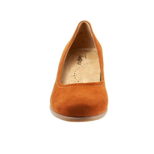 Trotters Winnie T1965-220 Womens Brown Wide Leather Slip On Wedges Heels Shoes 6 - Picture 3 of 8