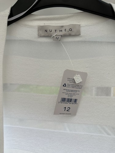 Nutmeg Ivory White Open Lightweight Cardigan Short Sleeve Brand New Size 12 - Picture 3 of 7
