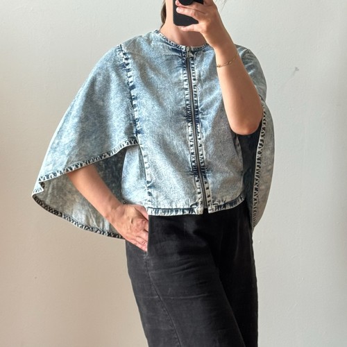 Retro LOVE GENERATION Acid-wash Denim Poncho