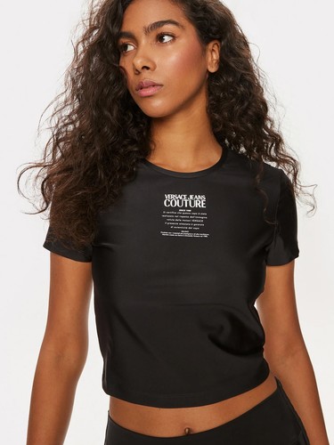 Versace Jeans Couture Black Logo Cropped T-Shirt – Iconic Street Luxe-