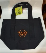Trader Joe's Halloween Canvas Mini Tote Bag - BLACK - LIMITED RELEASE - NWT!!