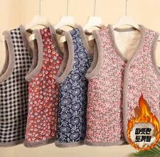 Korean Grandma Vest Halmoni Style Floral Quilted Fleece Lined Winter Warm Gilet