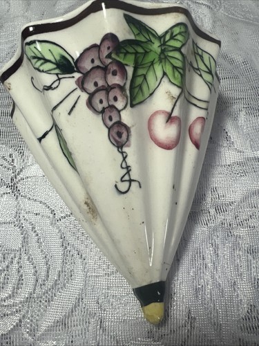 Umbrella Ceramic Wall Pocket 6 1/2" Orion Japan Grapes Cherries Vintage Retro - Bild 4 von 10