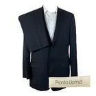 Pronto Uomo 2 Piece Suit Mens 41L 36x31 Charcoal Gray Black Pinstripe Flat Front