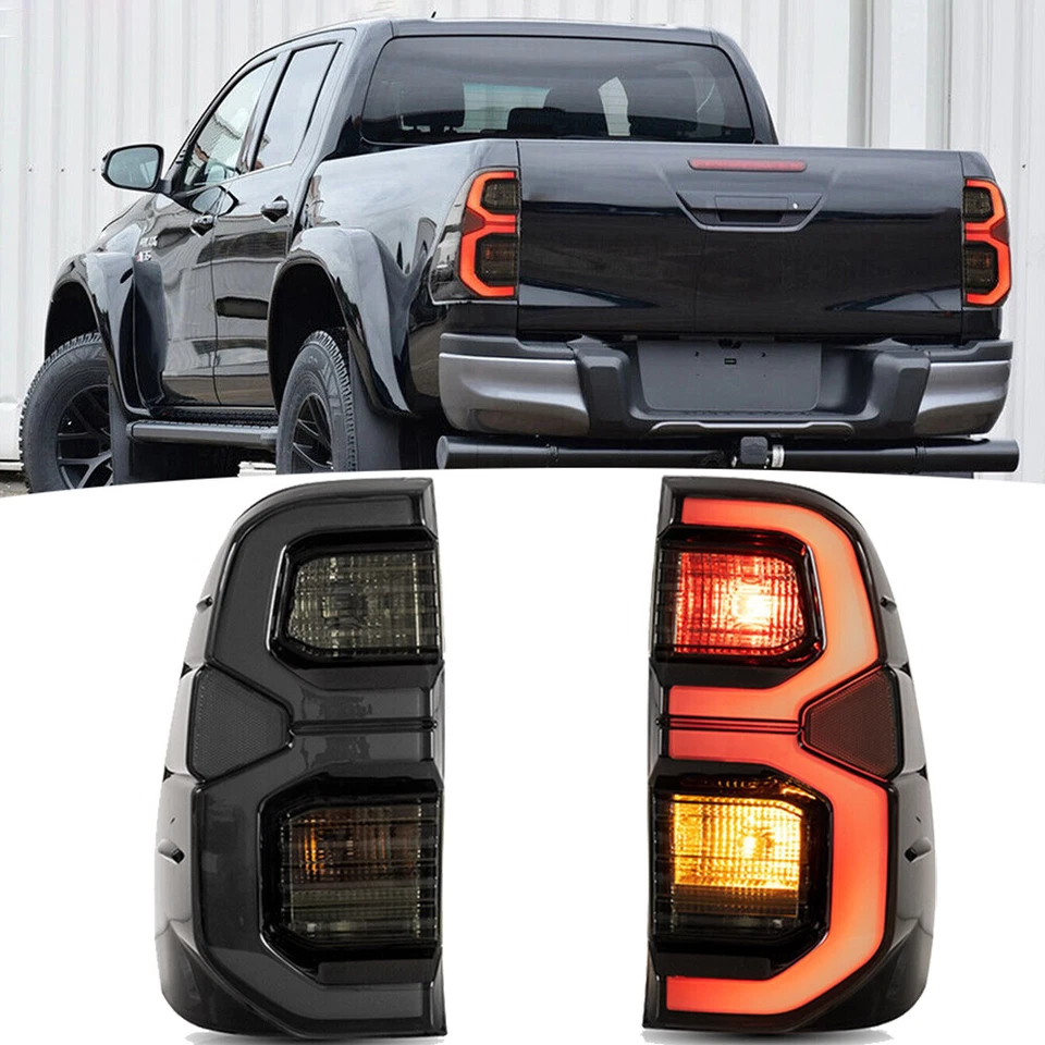 2X Smoke LED Tail Lights Rear Brake Lamps For Toyota Hilux Revo 2015-2019 2020 - Image 3 of 4